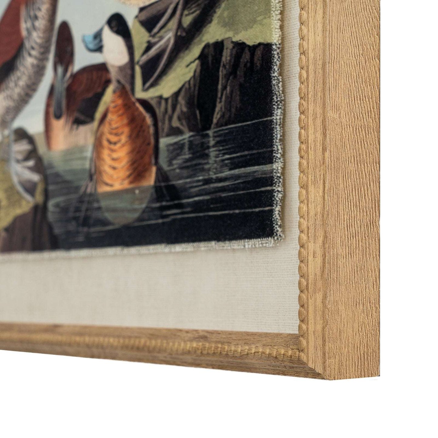 Ducks On Linen In Beaded Frame