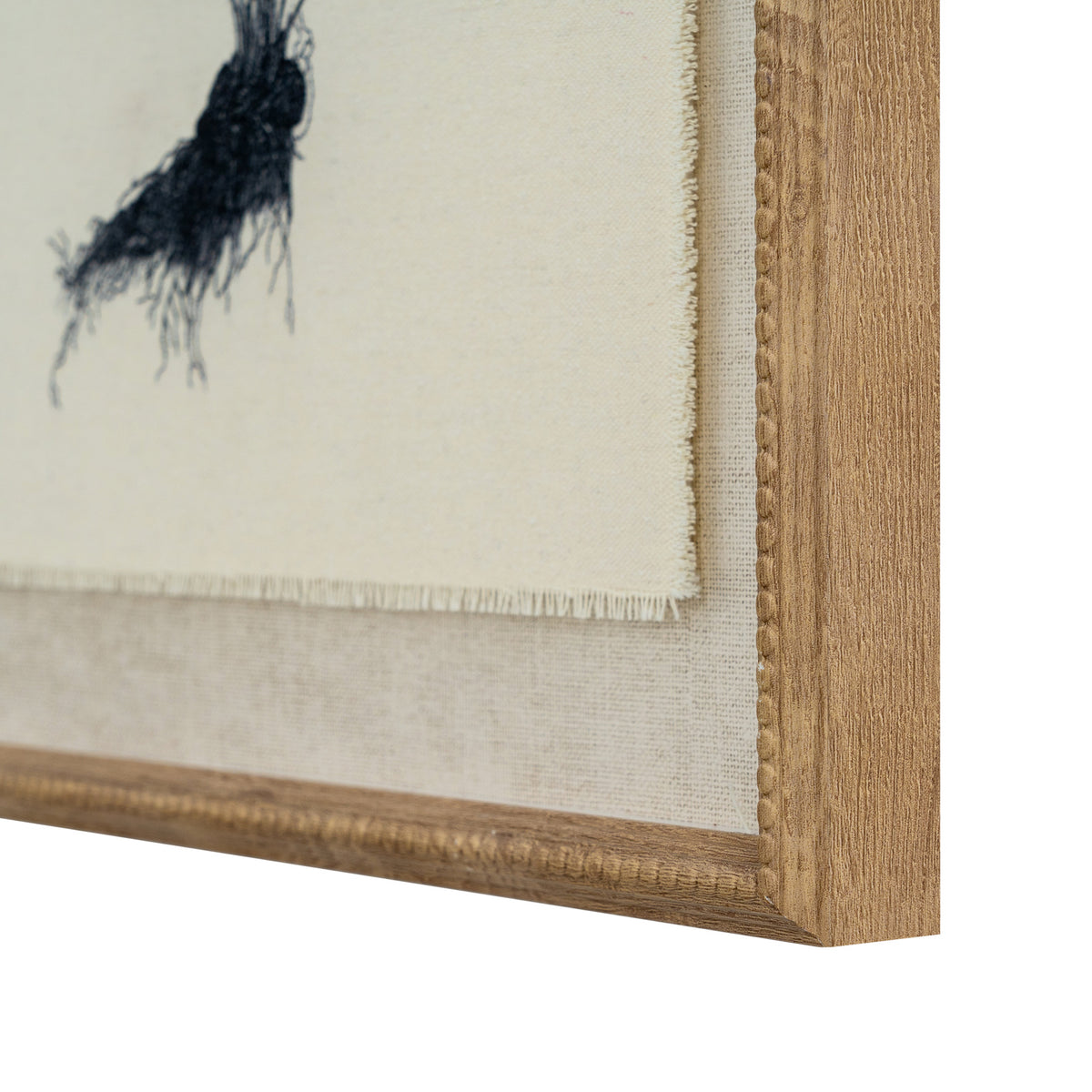 Spleenwort fern on linen in beaded frame