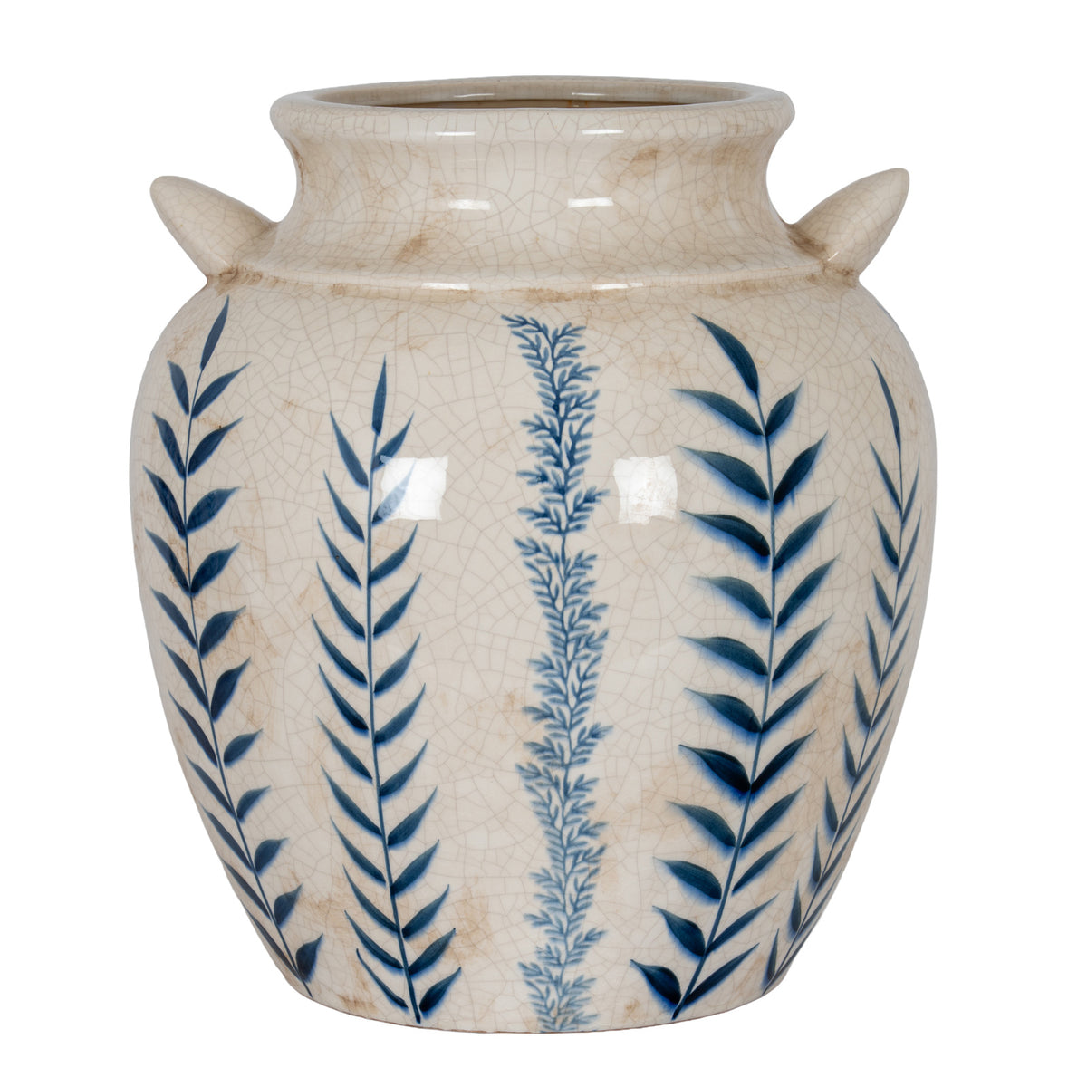Large Blue Flora Amphora Vase