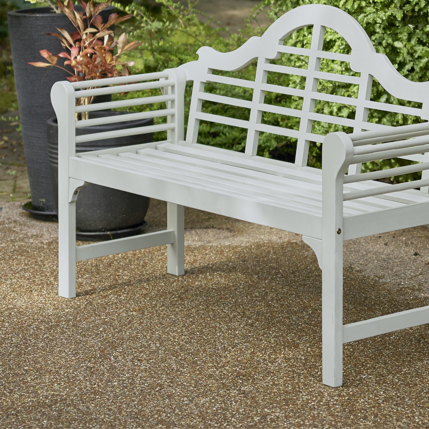 PU Coated Lutyens Style Garden Bench - Light Grey