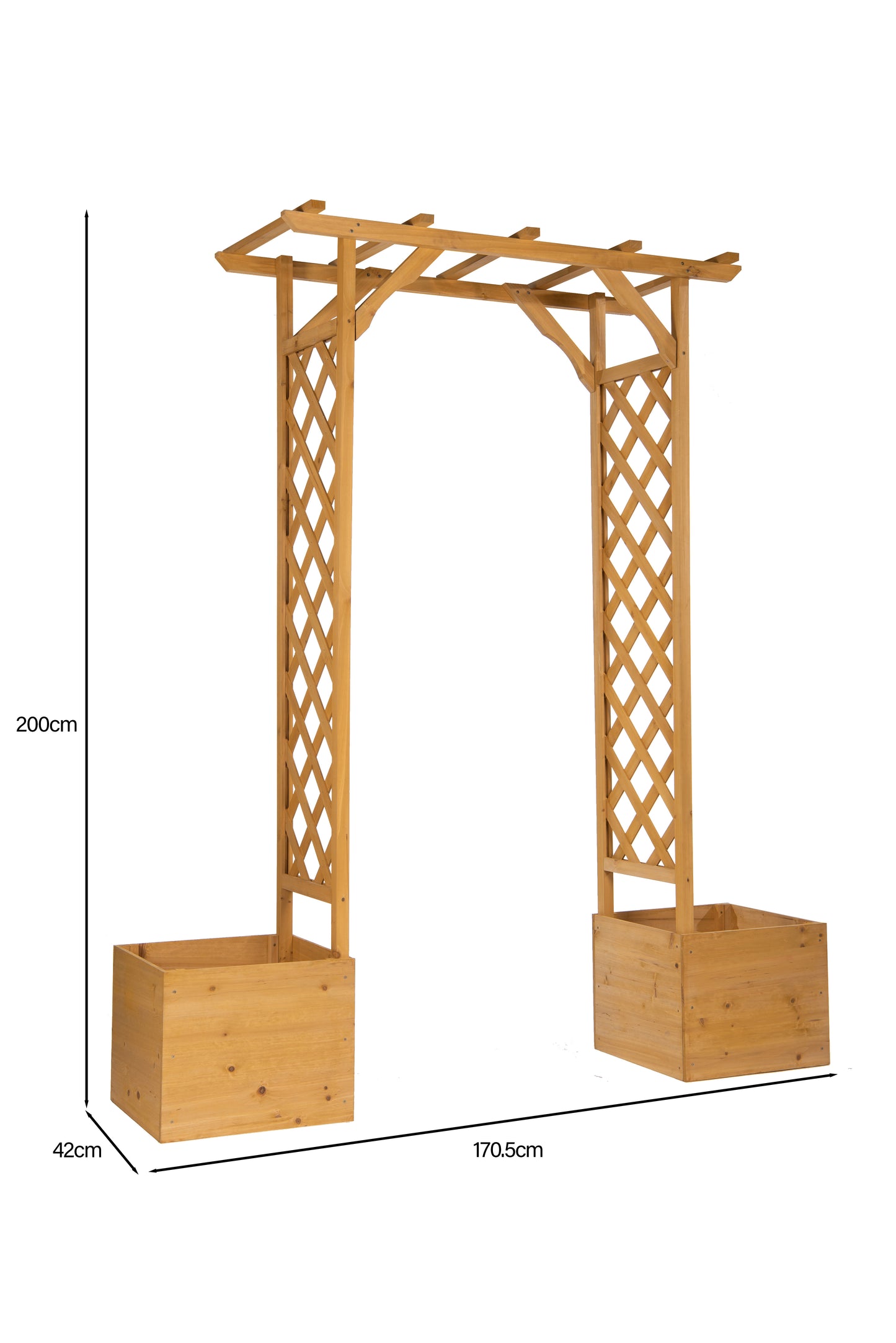 Square Top Wooden Arch & Planters