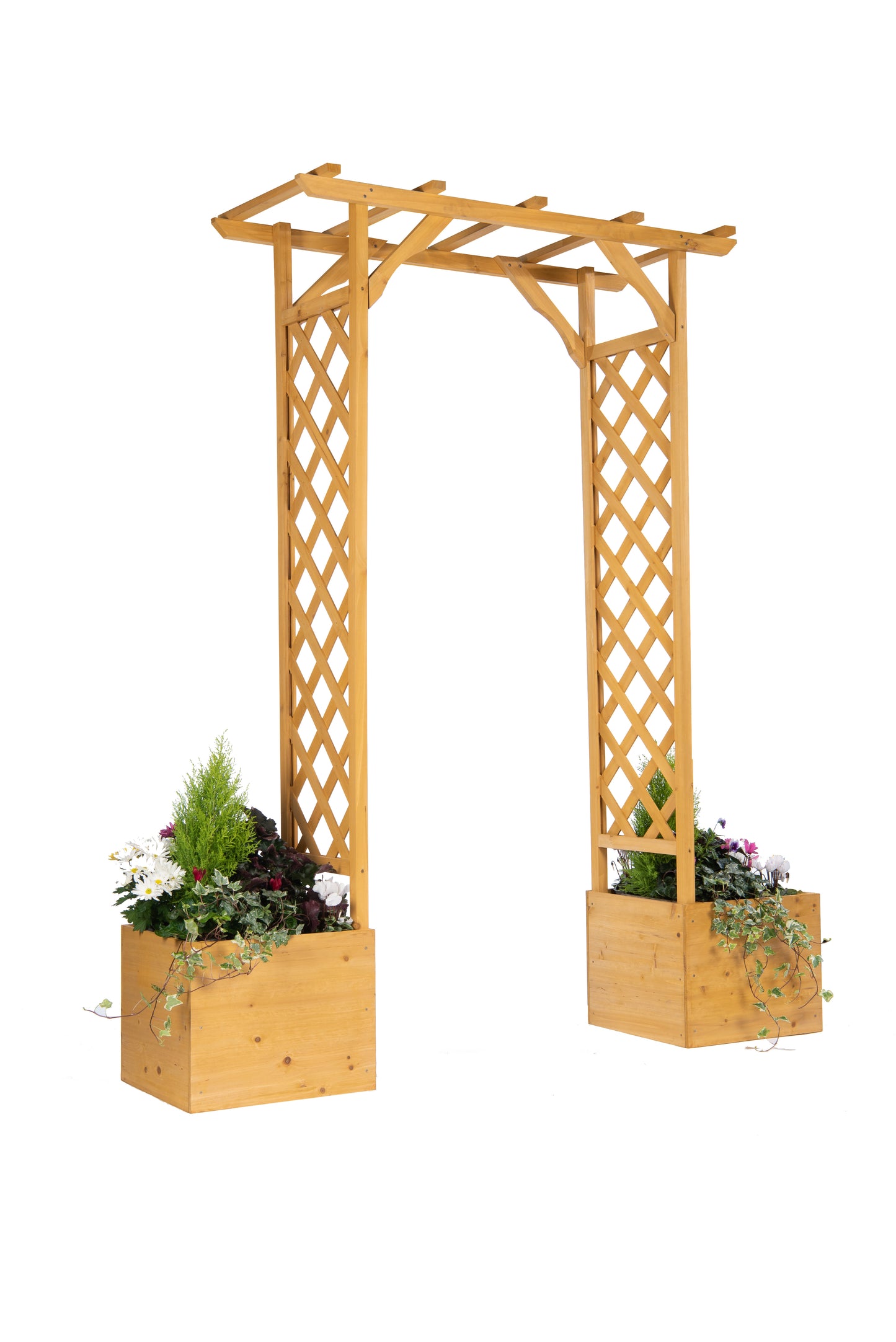 Square Top Wooden Arch & Planters