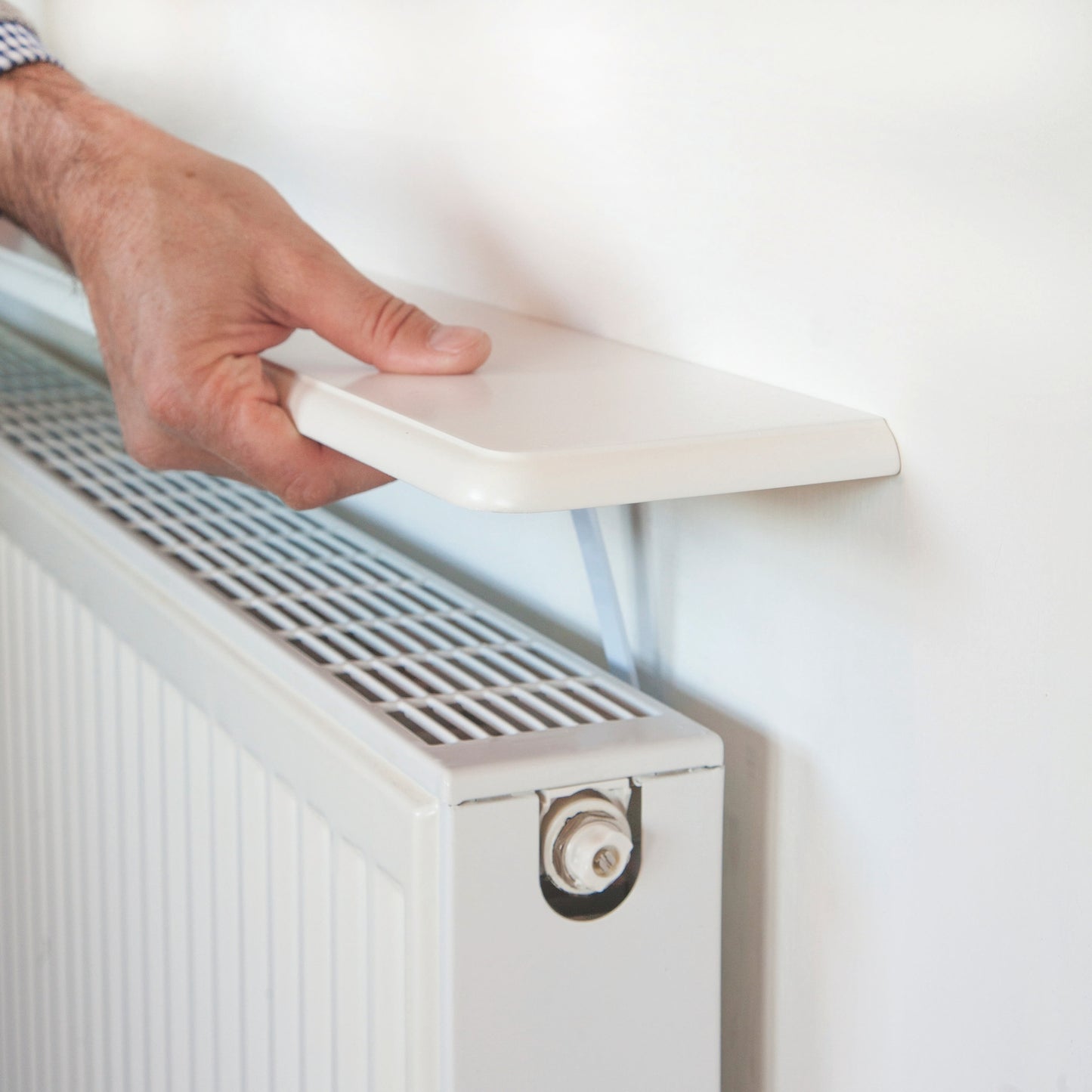 Easy Fit White Satin Radiator Shelf -  60cm length