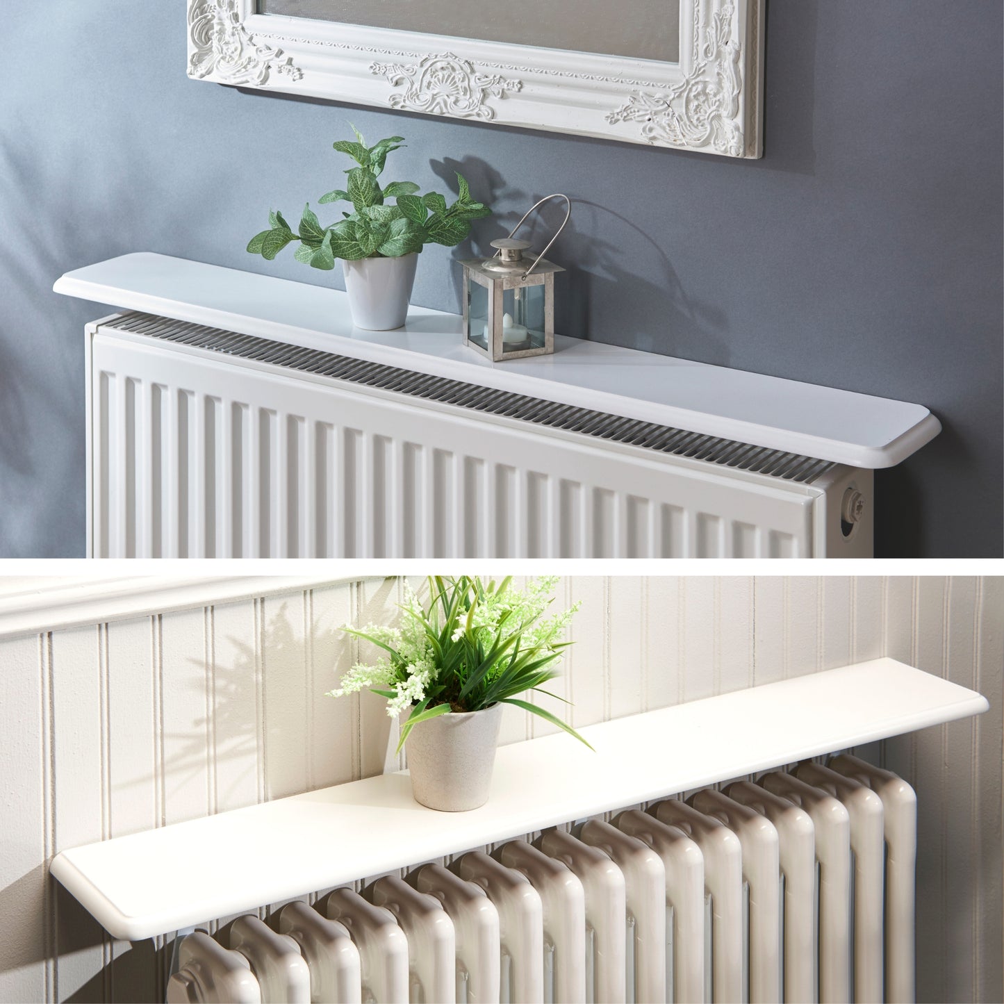 Easy Fit White Satin Radiator Shelf -  60cm length