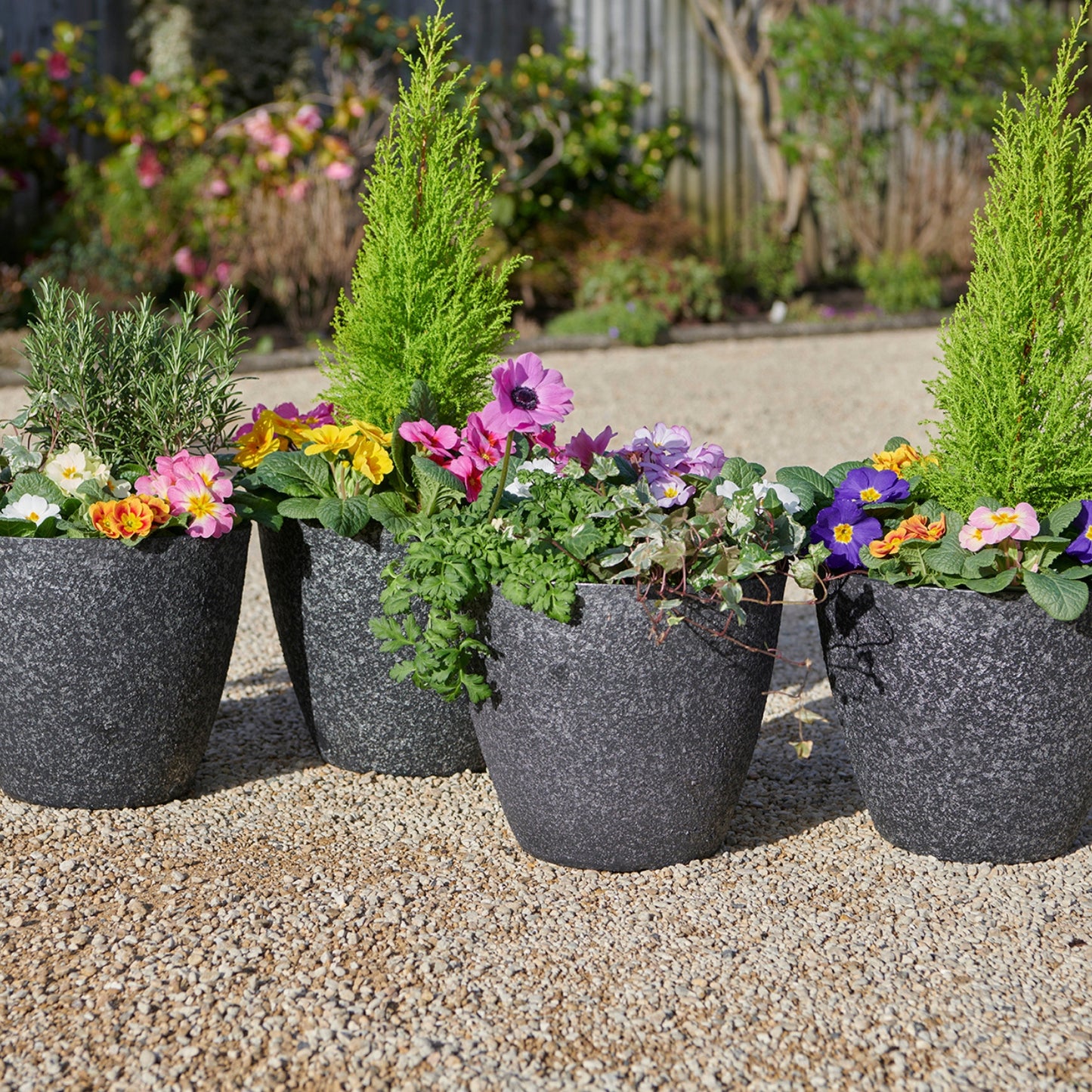 Granite Effect Planters - Set of 4
