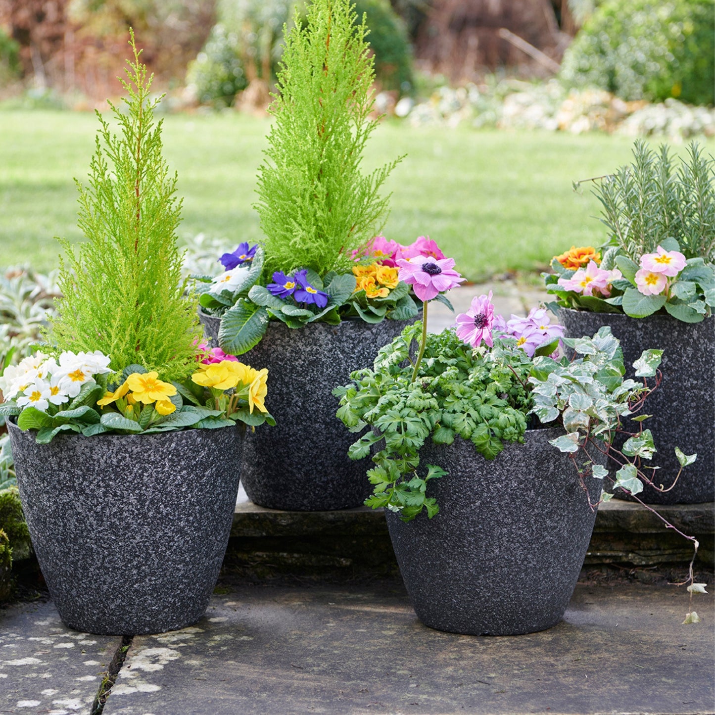 Granite Effect Planters - Set of 4