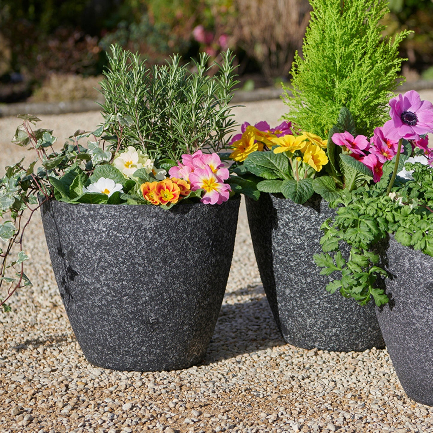 Granite Effect Planters - Set of 4