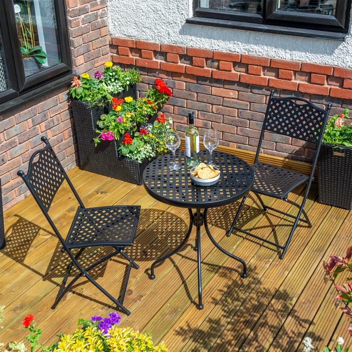 Garden Shop Online Bistro Set - Metallic Black