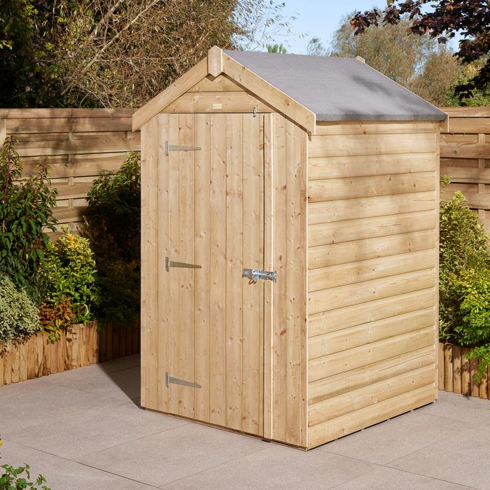 Rowlinson 4x4 Single Door Shiplap Apex Shed
