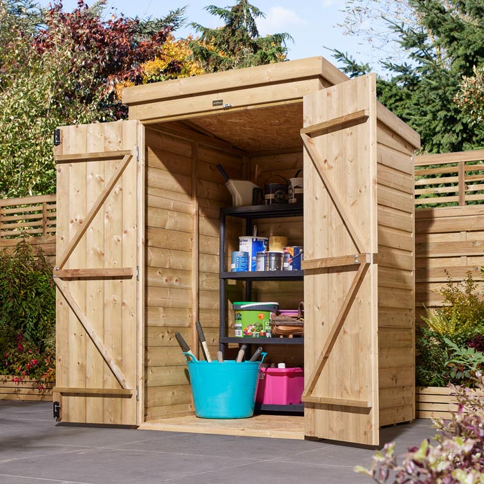Rowlinson 4x4 Double Door Shiplap Pent Shed
