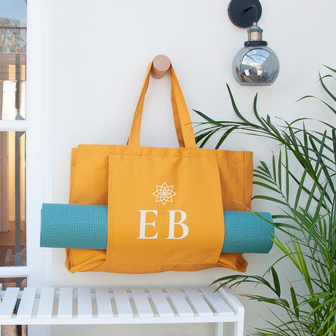 Monogrammed Organic Cotton Yoga Tote Bag