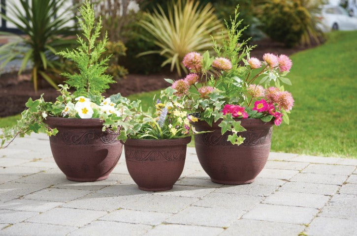 Greenhurst Set of 3 Brown Antique Planters