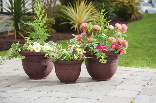 Greenhurst Set of 3 Brown Antique Planters