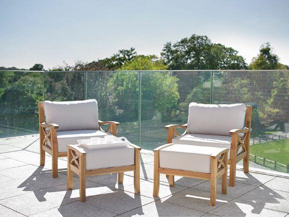 Greenhurst Sorrento Garden Armchair, Footstool & Cushions - Natural