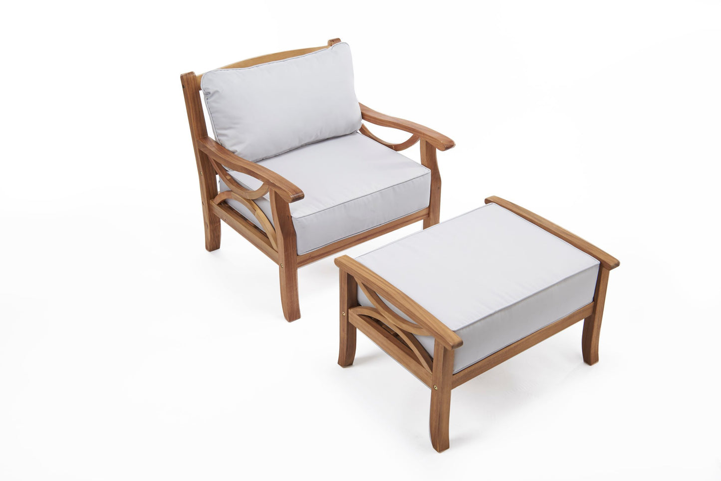 Greenhurst Sorrento Garden Armchair, Footstool & Cushions - Natural