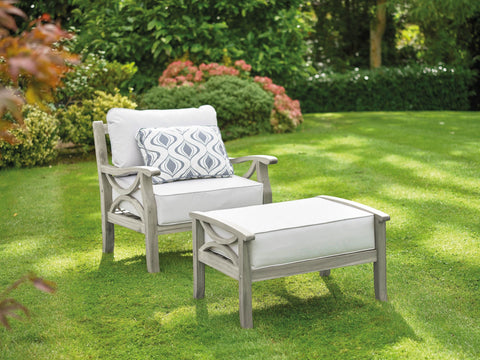 Greenhurst Sorrento Garden Armchair, Footstool & Cushions - Grey - Garden Shop Online