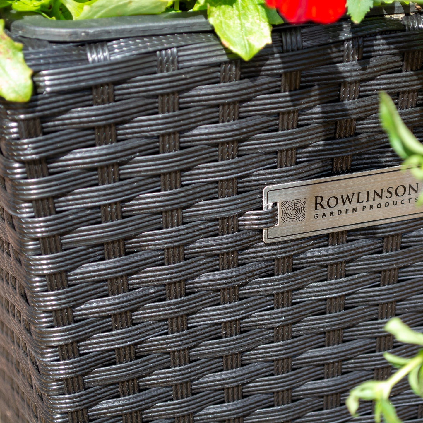 Square Black Rattan Planter - Pack of 2