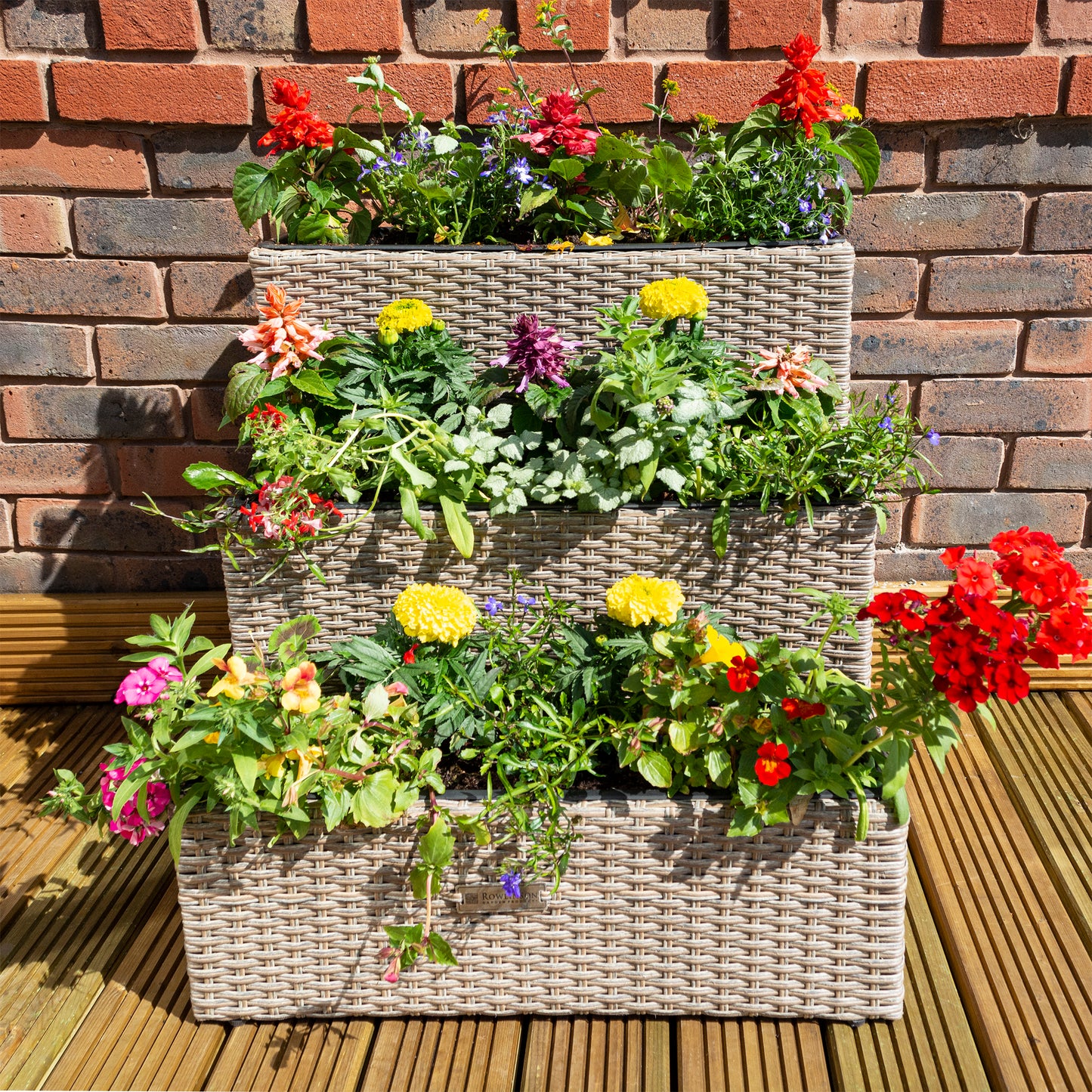 Natural Rattan Weave Tier Planter