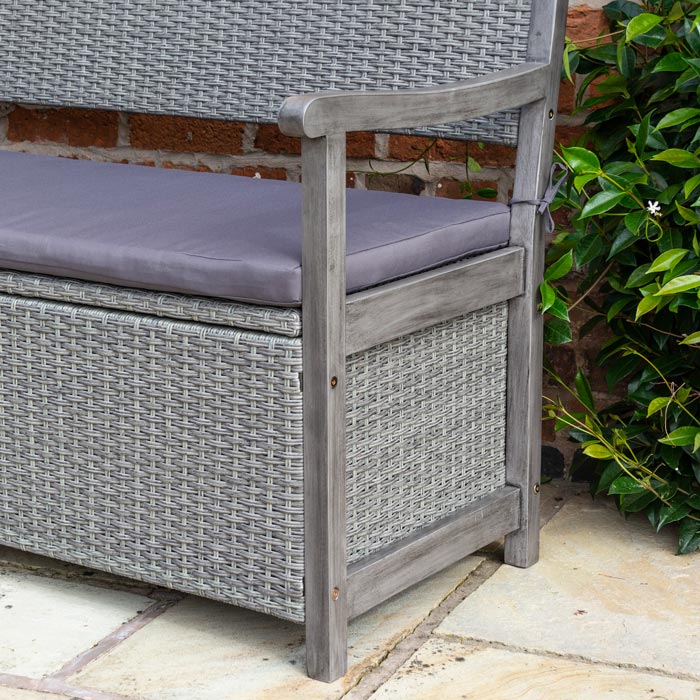 Rowlinson Alderley Rattan Storage Bench - Grey
