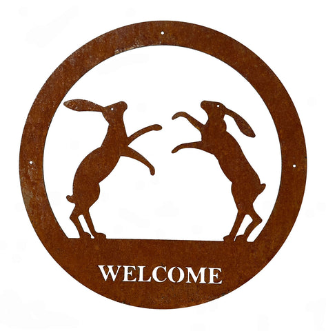 Boxing Hares Welcome Wall Art - Garden Shop Online
