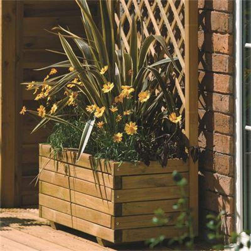 Rowlinson Rectangular Planter And Lattice - Garden Planters