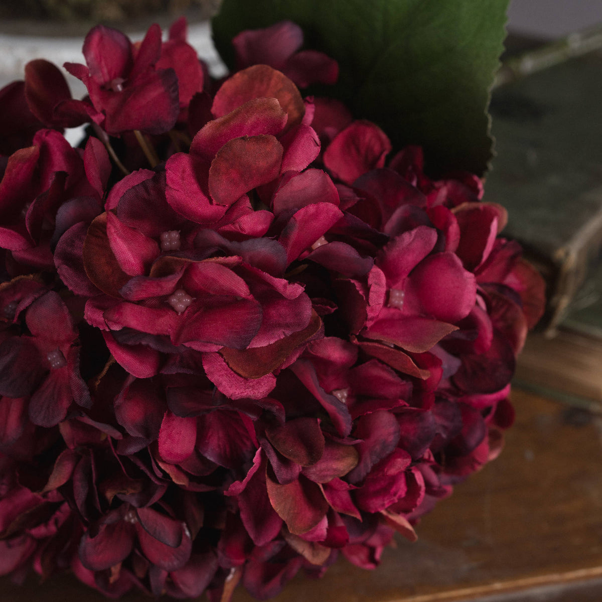 Autumn Ruby Hydrangea artificial stem