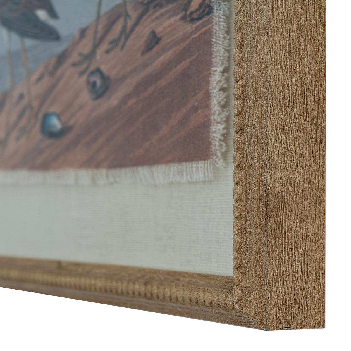 Sandpipers on linen in beaded frame