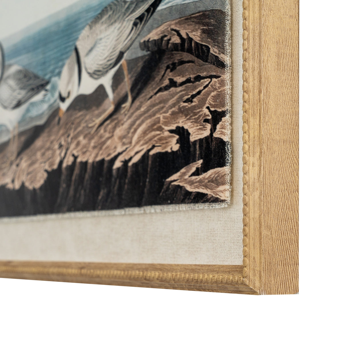 Plovers on linen in beaded frame