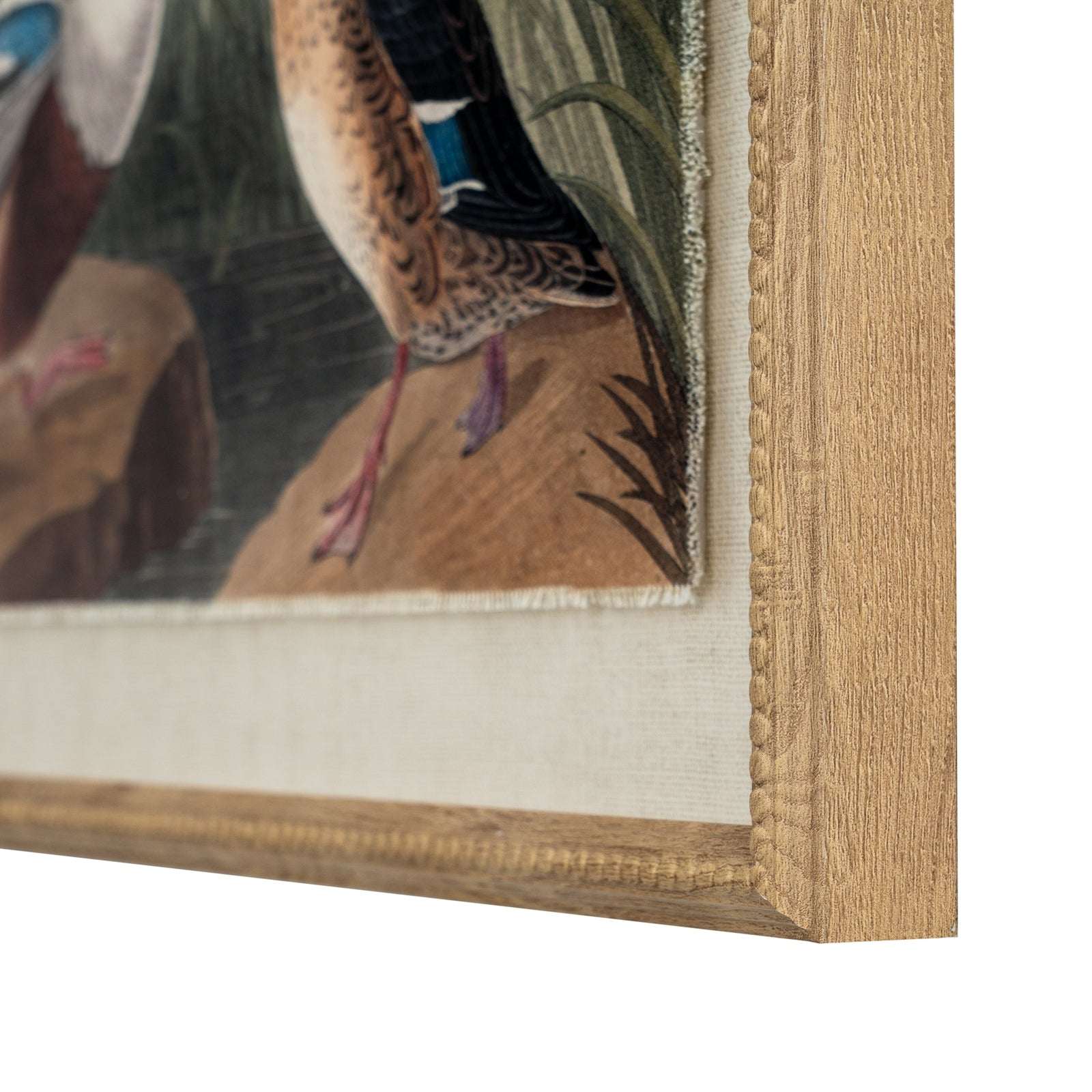 Mallards On Linen In Beaded Frame