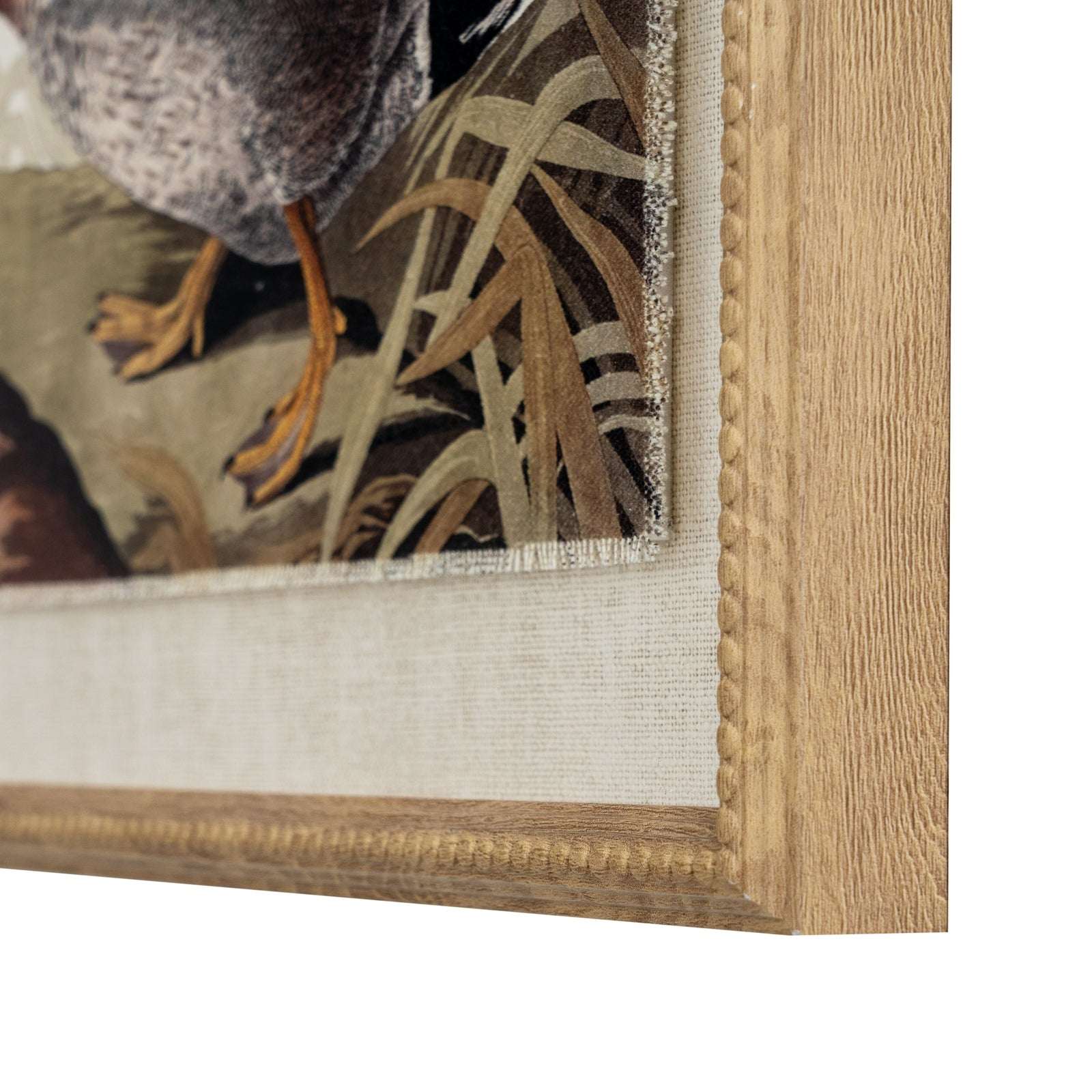 Duck On Linen In Beaded Frame