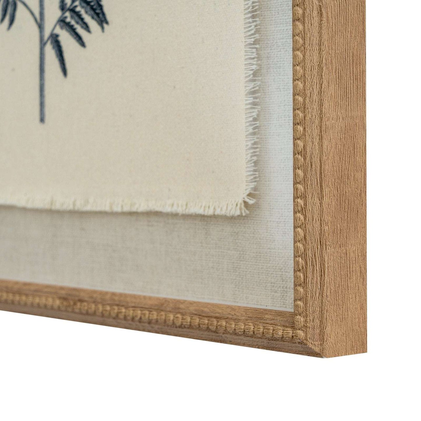 Beech Fern On Linen In Beaded Frame