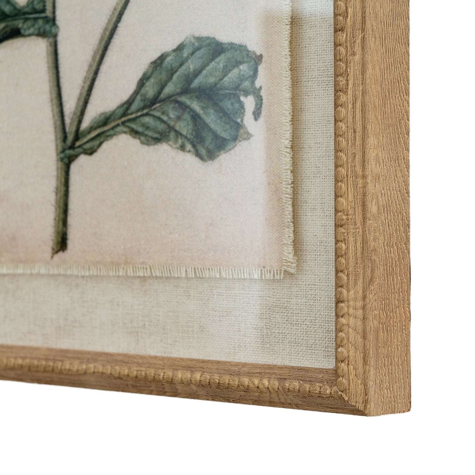 Borage On Linen In Beaded Frame