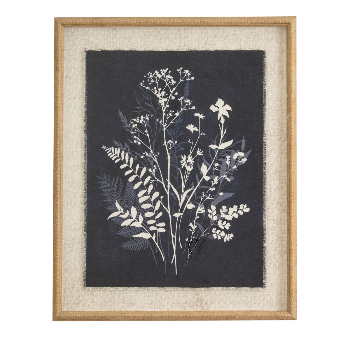Grove botanical on linen in beaded frame