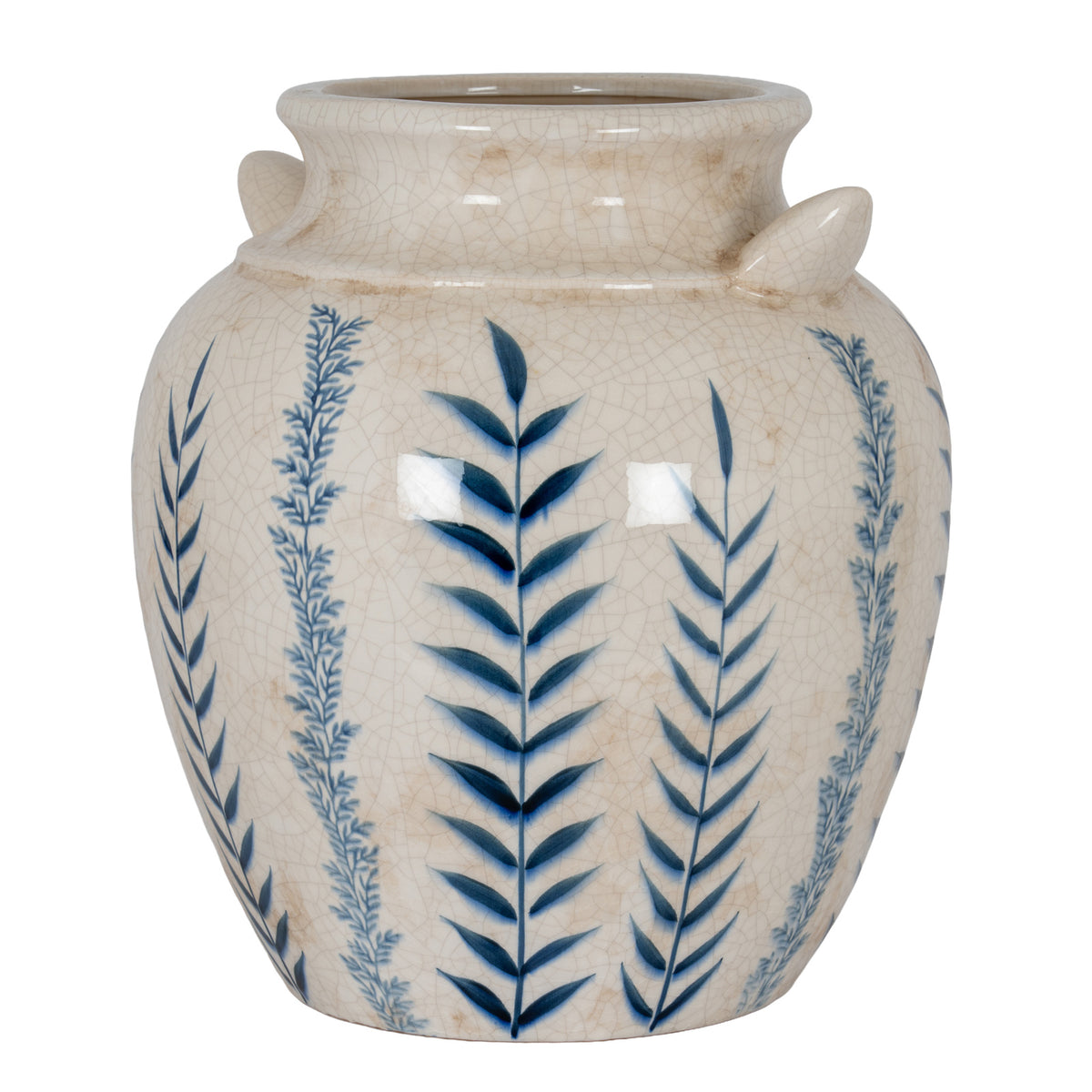 Large Blue Flora Amphora Vase