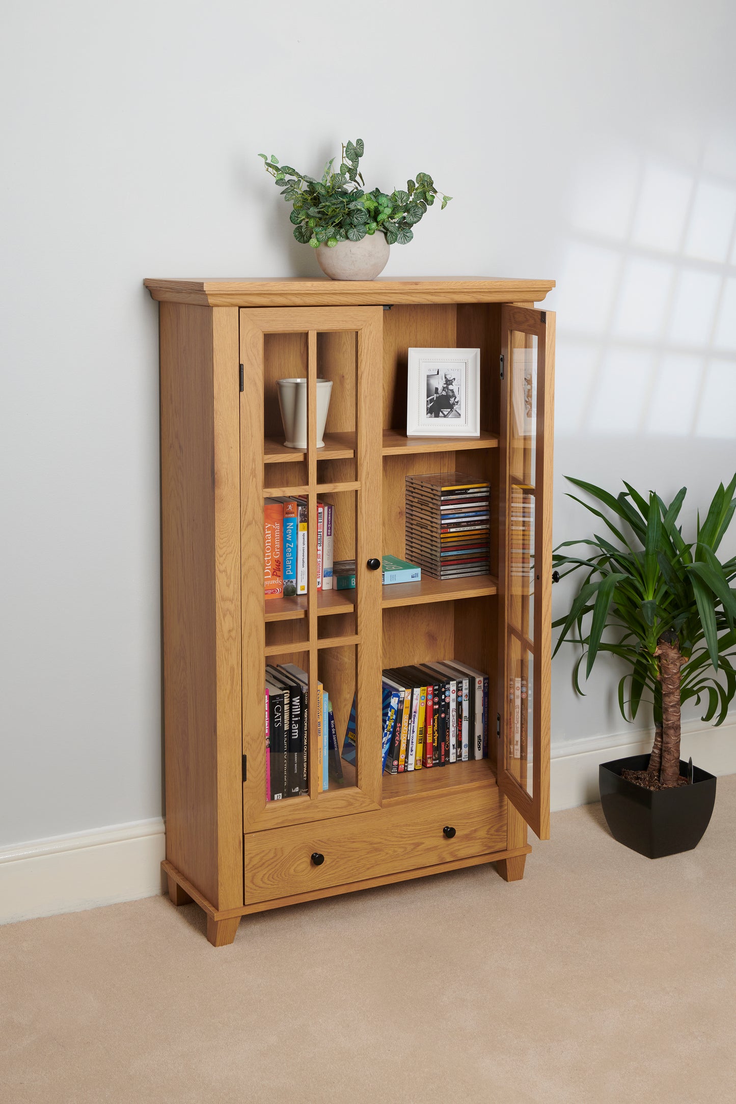 Display Media Cabinet - Oak