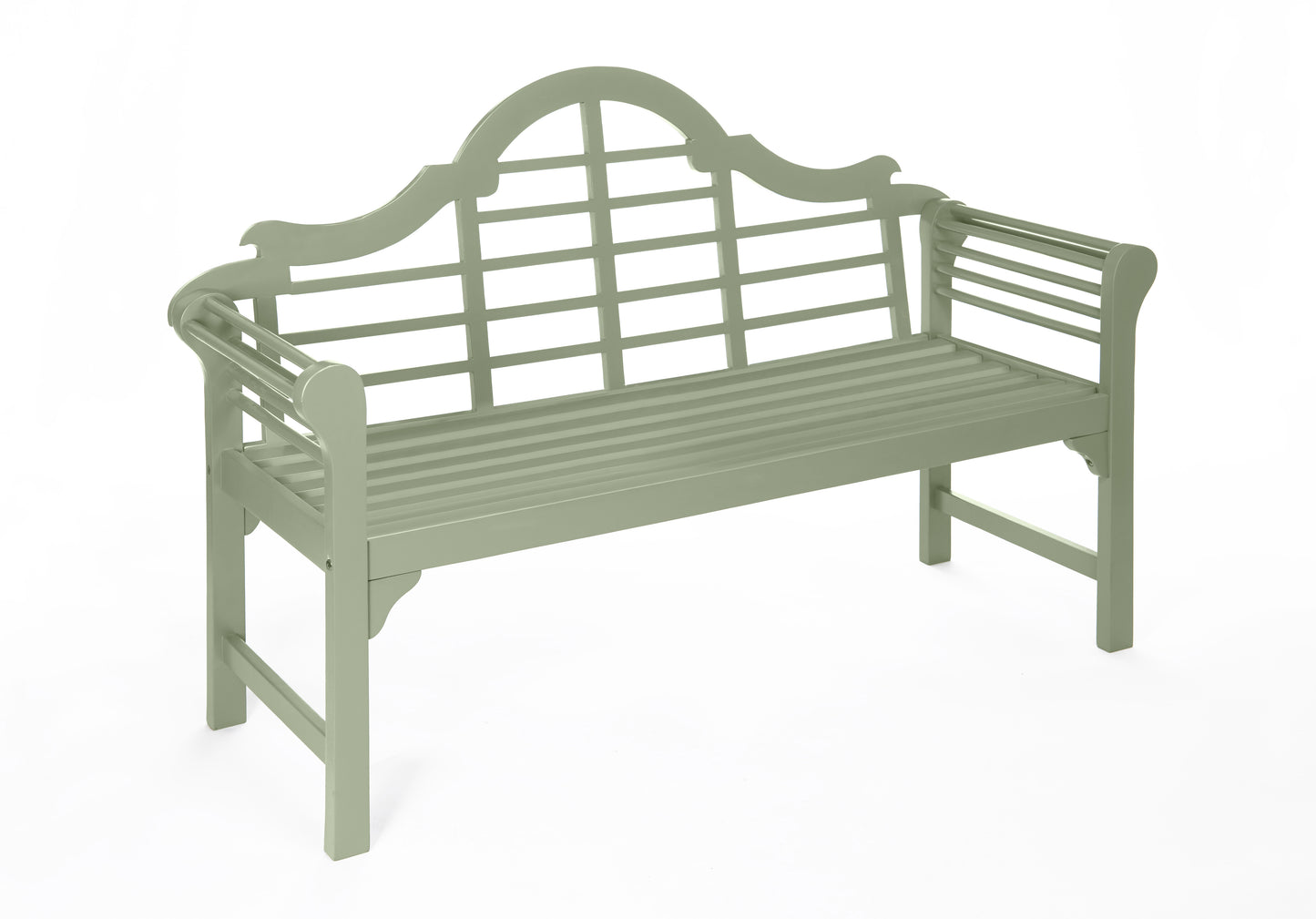 PU Coated Lutyens-style Garden Bench - Sage Green