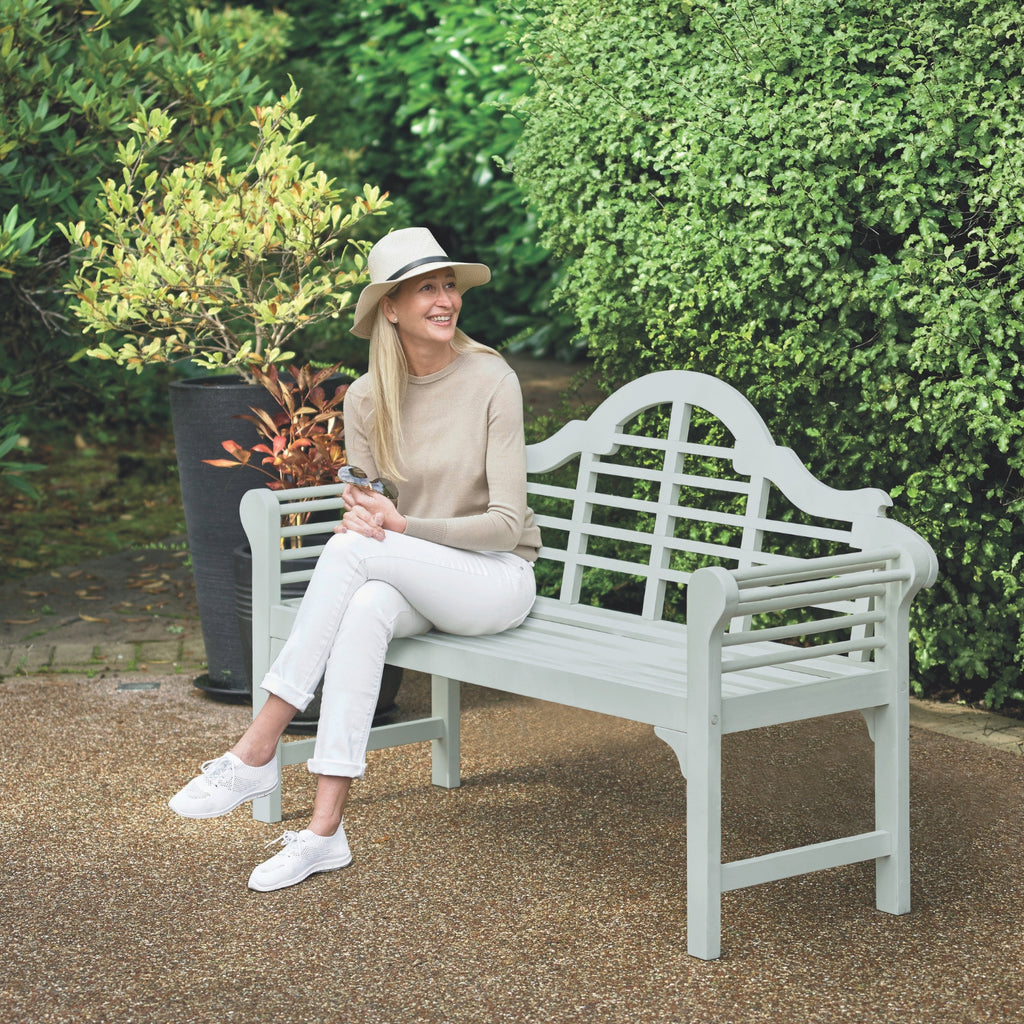 PU Coated Lutyens Style Garden Bench - Light Grey