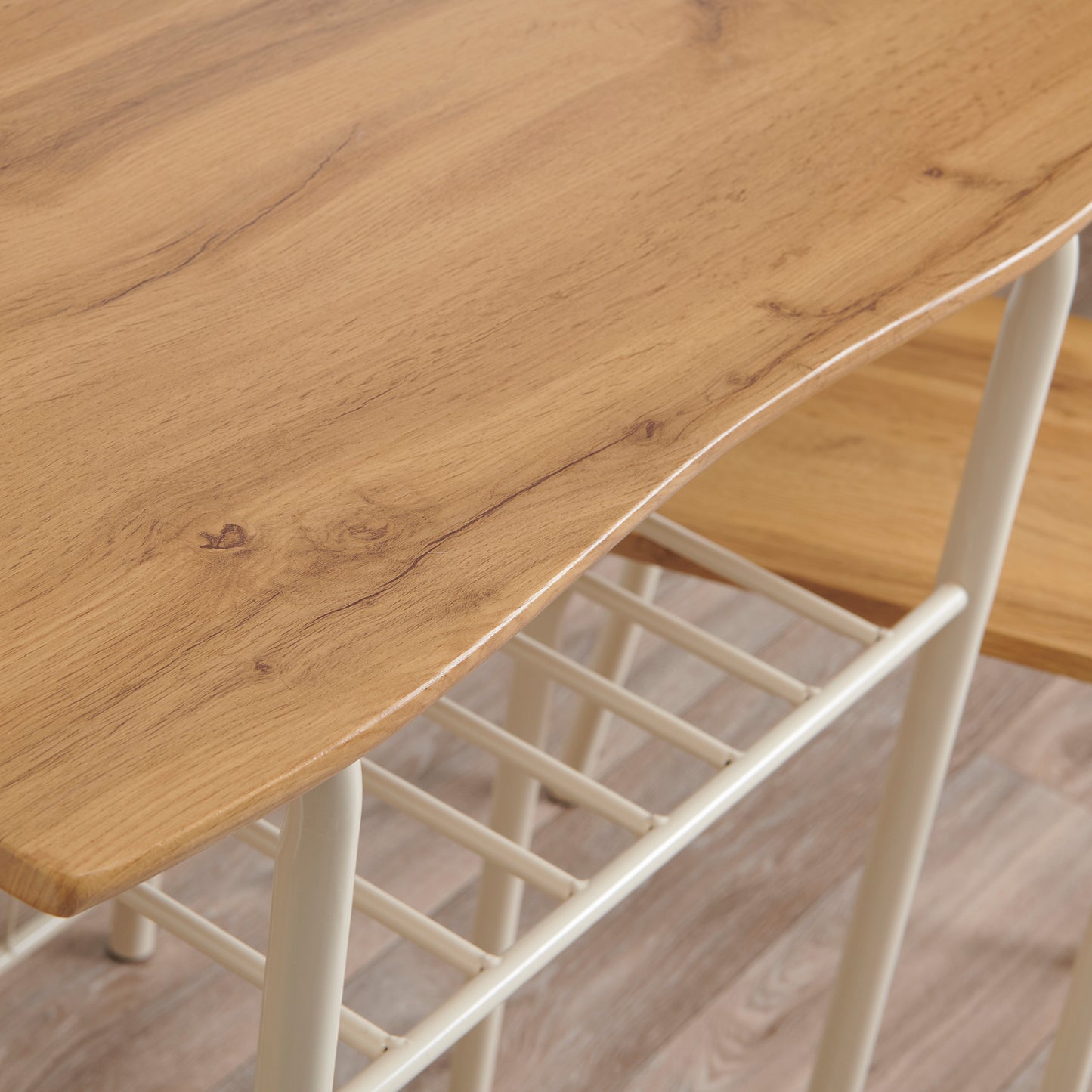 Compact Dining Set - Oak Top with Buttermilk Frame