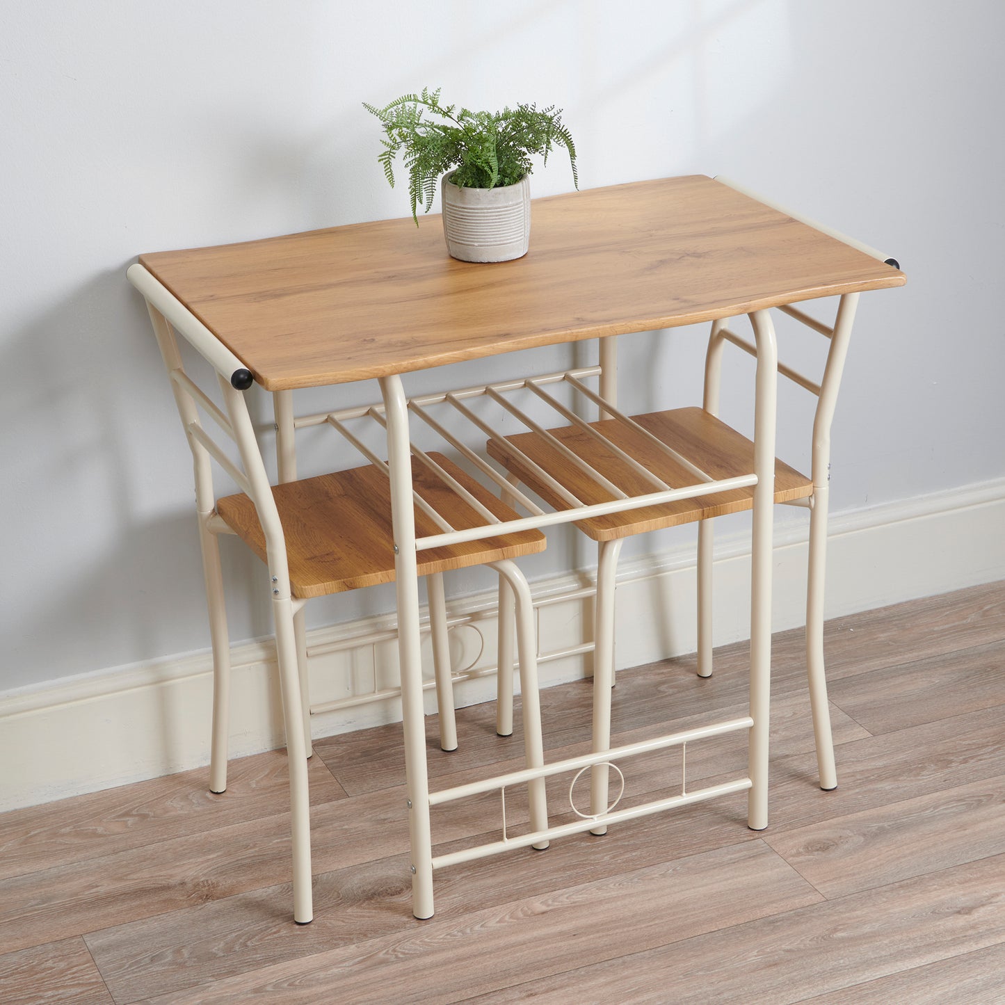 Compact Dining Set - Oak Top with Buttermilk Frame
