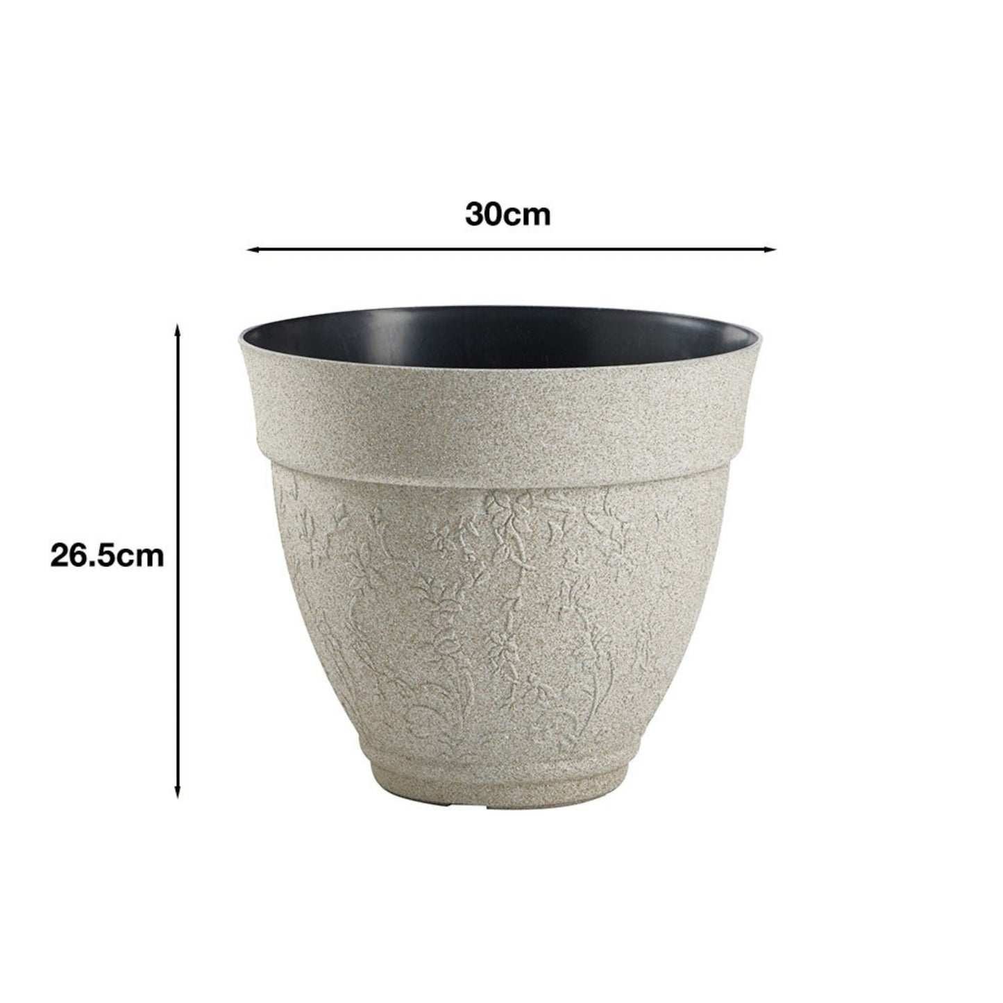 Floral Design Planters Sandstone Finish - Set of 3