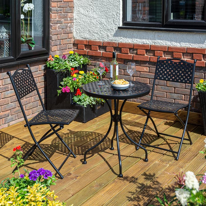 Garden Shop Online Bistro Set - Metallic Black - Garden Shop Online