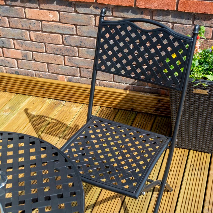 Heritage Lattice Design Bistro Set - Black