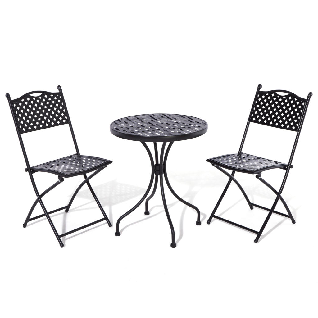 Heritage Lattice Design Bistro Set - Black