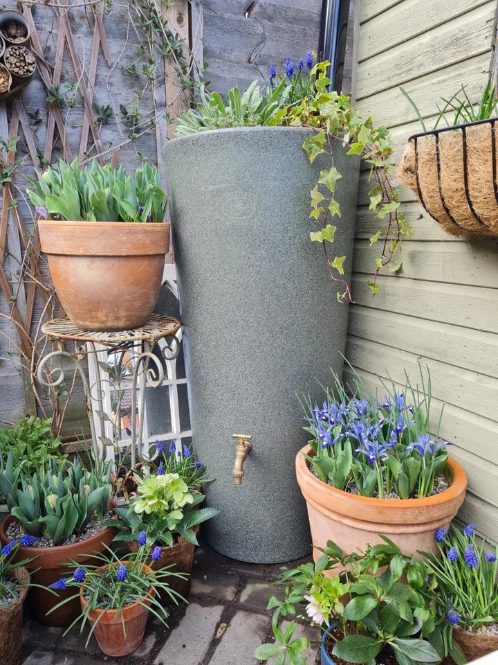 160 Litre Manhattan Curve Water Butt Planter - Black Granite - Garden Shop Online