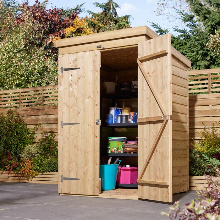 Rowlinson 4x4 Double Door Shiplap Pent Shed