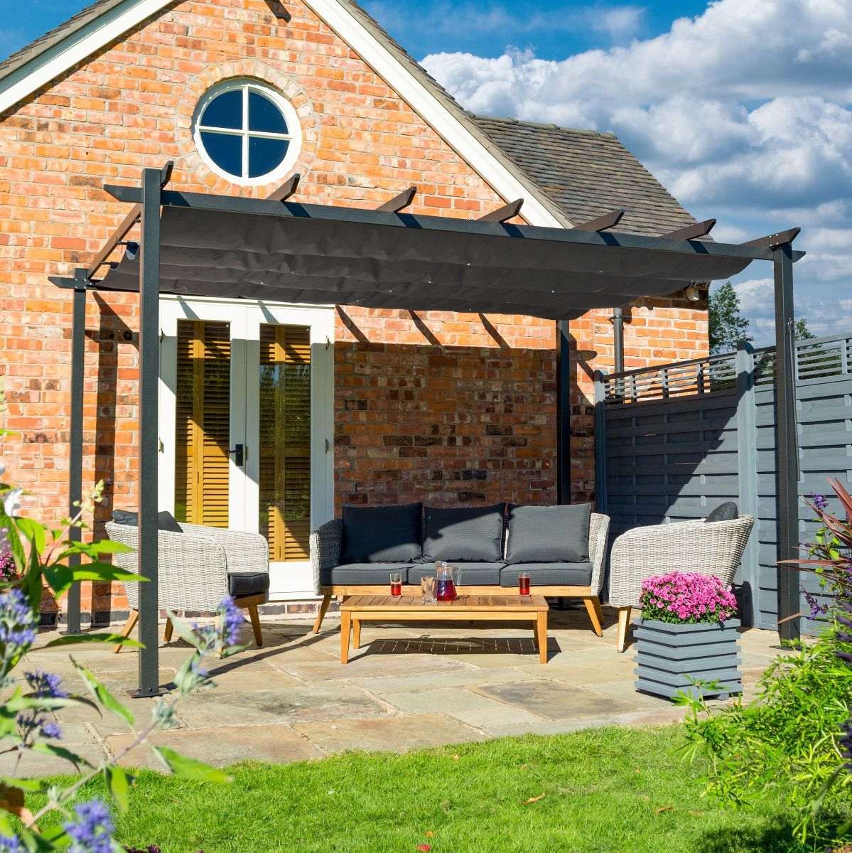 Rowlinson Venetian Canopy 4x3 Grey - Garden Shop Online