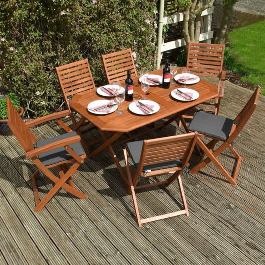 Rowlinson Plumley 6 Seat Dining Set - Grey - Rowlinson Plumley 6 Seat Dining Set - Grey - Garden Dining Set