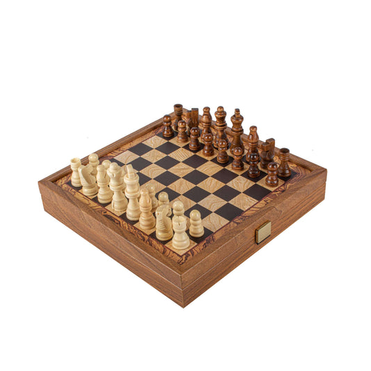 Manopoulos Classic 2 in 1 Chess/Backgammon Games Set in Walnut - Small