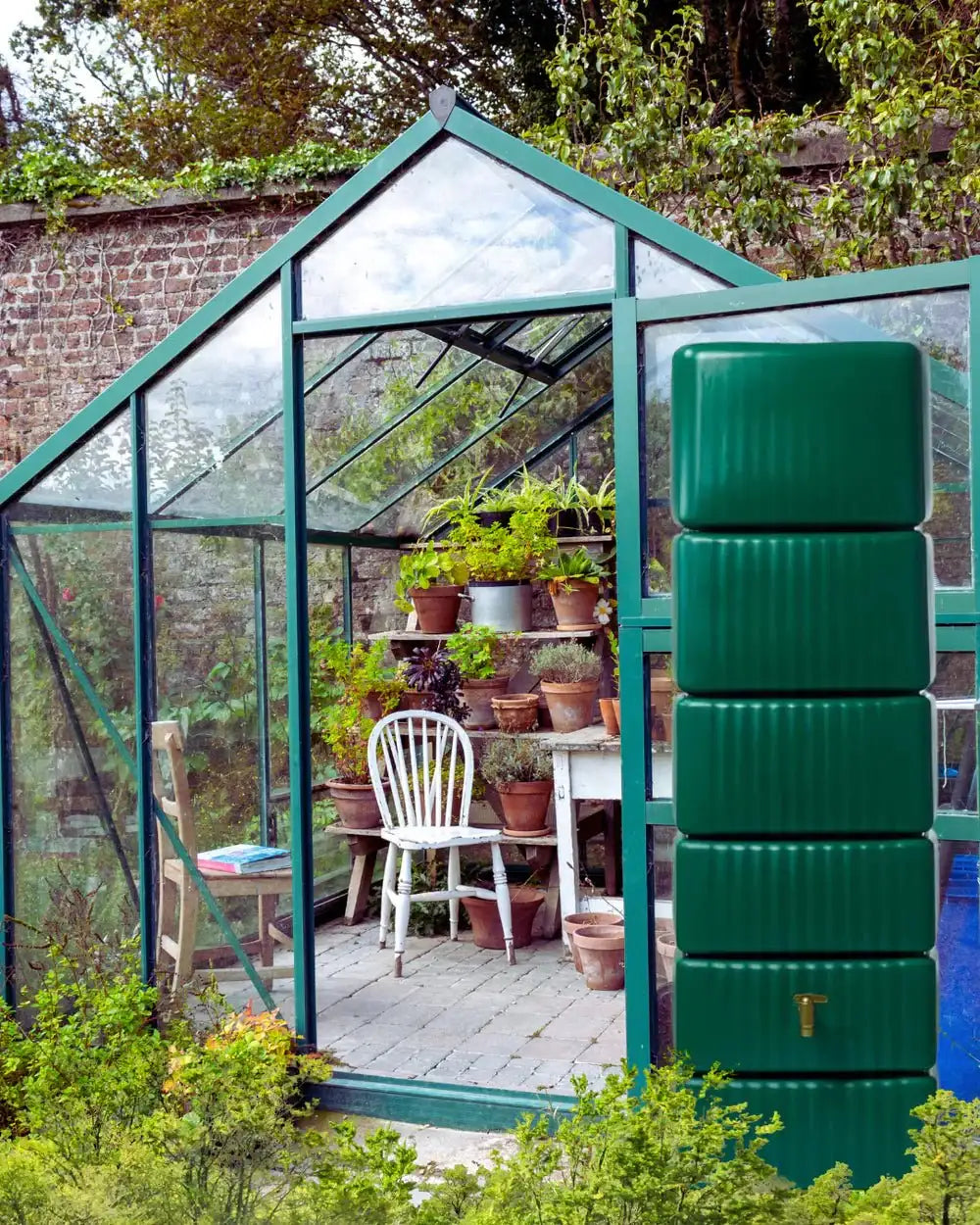 Tall & Slim 330L Water Butt - Green - Heritage Gardens UK Online Garden Centre