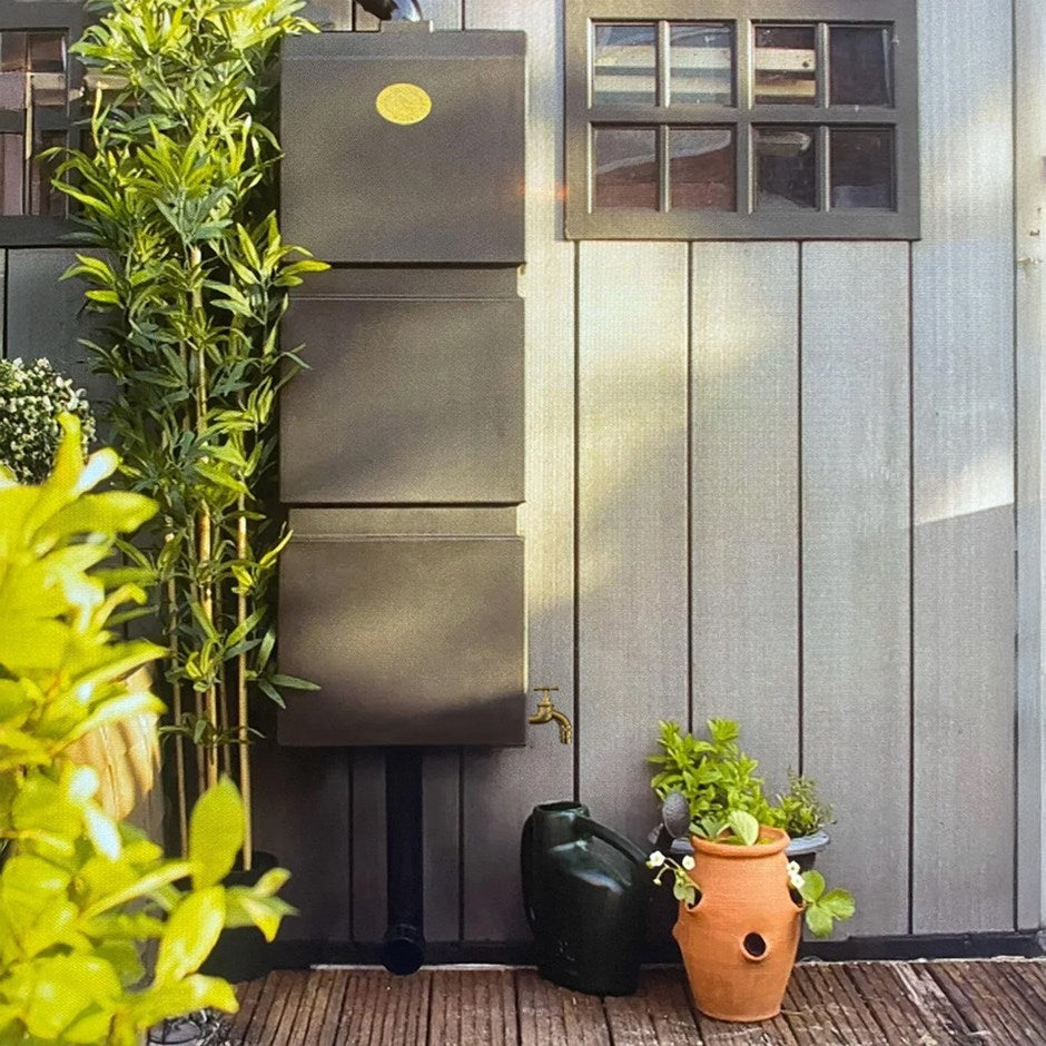 Wall Mounted 100L Rainwater Storage Tank - Black - Garden Shop Online